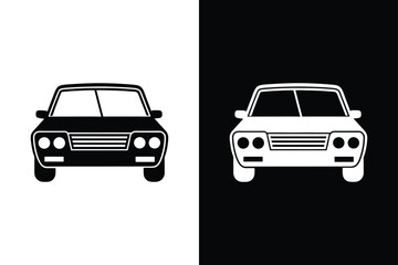 Automobile Front View Icon. Flat Car Silhouette Vector for Transport and Mobility Designs