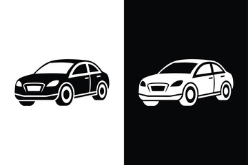 Fototapeta premium Car Icon Silhouette Vector. Front View Vehicle Design for Apps and Websites on Black & White Backgrounds