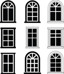 Collection of Different Types of Windows Silhouettes.