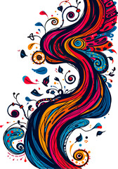 Fototapeta premium a colorful abstract design with swirls and leaves on a white background