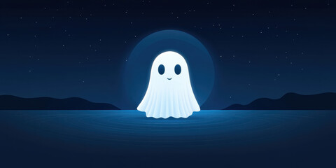 Spooky ghost, A floating ghost with a sinister expression in high-resolution detail.
