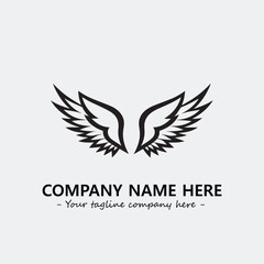Wing illustration black and white for logo company vector image
