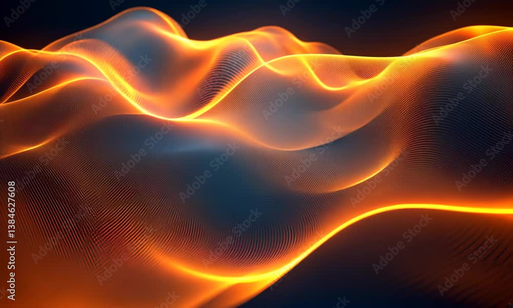 Poster abstract digital glowing mesh waving slowly - perfect for tech and innovation visuals