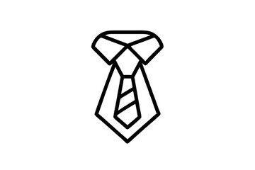 Naklejka premium Minimal black necktie icon with collar detail, signifying professionalism, menswear, or formal dress code, isolated on a transparent background