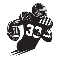 American football players in silhouettes vector illustration.