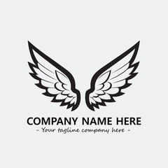 Wing illustration black and white for logo company vector image
