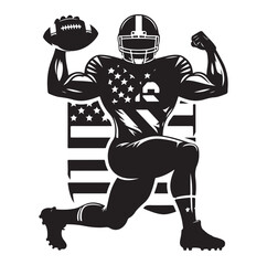 American football players in silhouettes vector illustration.