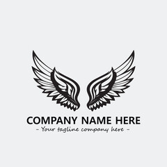 Wing illustration black and white for logo company vector image
