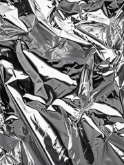 A crinkled black plastic texture with metallic reflections, resembling a garbage or shopping bag. The glossy surface and chrome-like highlights give it an industrial, edgy feel—perfect for bold design