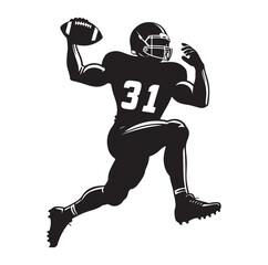 American football players in silhouettes vector illustration.