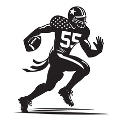 American football players in silhouettes vector illustration.