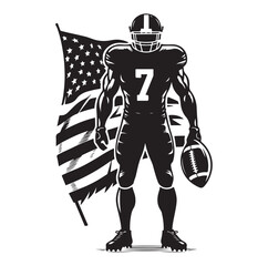 American football players in silhouettes vector illustration.