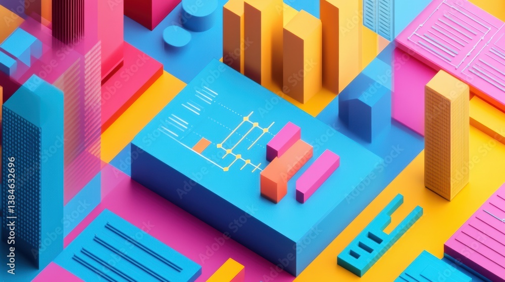 Aufkleber modern business background showcasing colorful bar charts and financial analytics with a vibrant aes