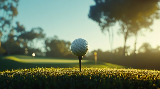 A dramatic low angle shot of a golf ball