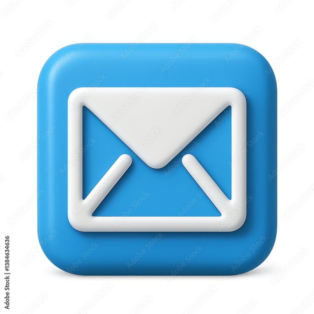 Poster simple 3d email compose icon in blue and white design