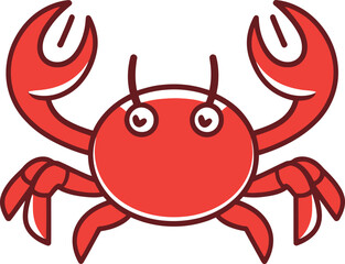 Cartoon red crab vector illustration design for kids and seafood restaurant menu clipart drawing image 100