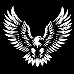 Obraz premium soaring eagle with spread wings in black and white style 