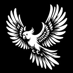 Obraz premium Parrot soaring gracefully against a black background 