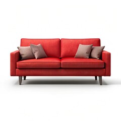 Brown and blue, fabric and leather sofa isolated on white. Modern soft couch white background vector illustration	