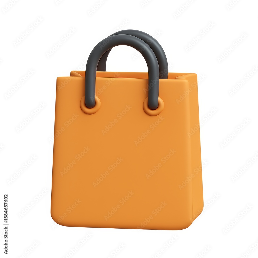 Poster simple 3d icon of a shopping bag with handle elements