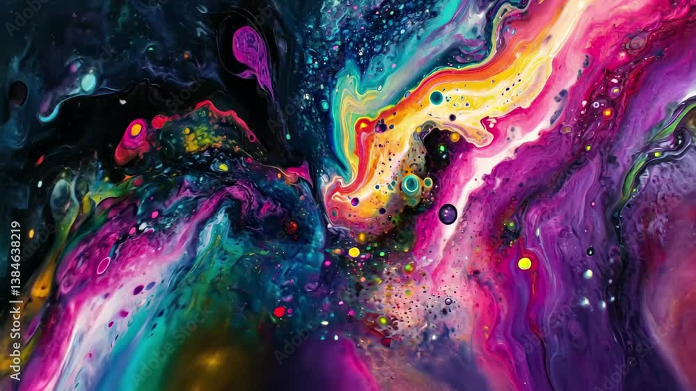 Aufkleber exploring cosmic colors through abstract art and vibrant patterns in a vivid galaxy scene, exploring