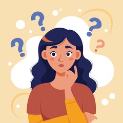 girl thinking vector illustration