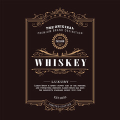 Antique frame design whiskey label vintage border vector