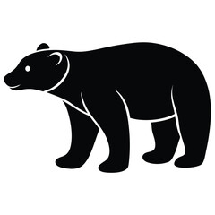 Black Bear Walking Silhouette Vector Graphic Icon Wild Animal Symbol Nature.
