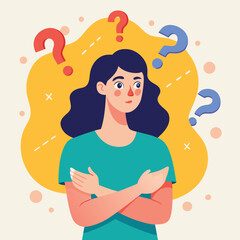 girl thinking vector illustration