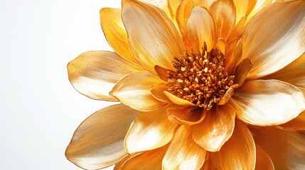 Vivid Orange and White Dahlia in Close-Up: Intricate Petal Layers and Textured Center on White Background