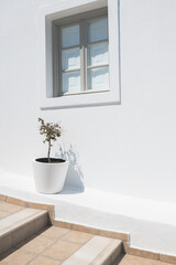 White cycladic architecture in Santorini island, Greece.