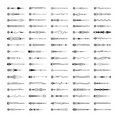 Big Set Black Simple Line Collection Doodle Border Elements Vector Design Style Sketch Isolated Illustration For Banner