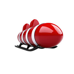 A vibrant red bob sled ready for winter sports competition isolated against a transparent background.