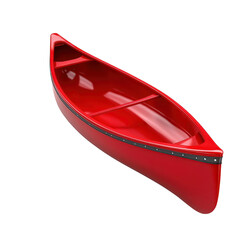 A vibrant red canoe ready for adventure on tranquil waters isolated against a transparent background.