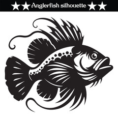 Black color anglerfish silhouette vector illustration
 