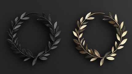 Set of gold and black laurel wreaths. Jpeg version also available in gallery