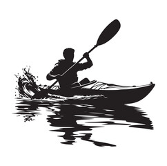 kayak icon silhouette vector illustration on a white background. 