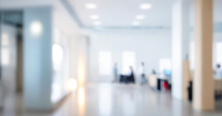 Softly lit, unfocused snapshot of a workplace. Modern blurred background photo for banner, poster or magazine and website background.