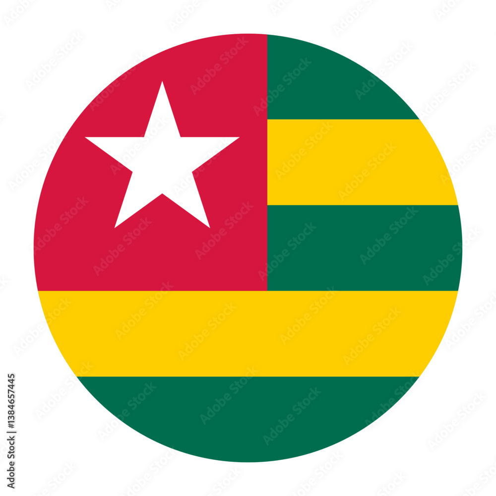 Poster togo circle flag. button flag icon. standard color. circle icon flag. computer illustration. digital