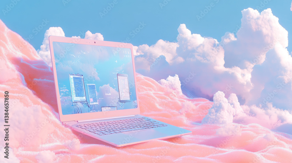 Poster cloud computing web page template and banner. isometric vector illustration. abstract design concept