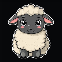Cute Cartoon Sheep Smiling