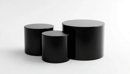 Minimal Black Cylinder Podiums Modern Lifestyle decorated Display on White Background