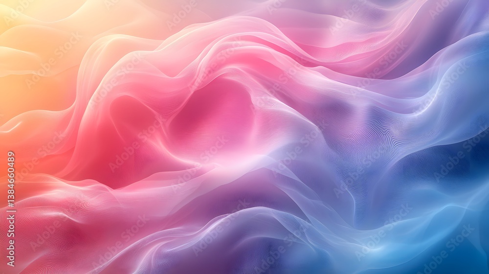 Poster soft colorful abstract wave pattern in gradient hues of pink and blue