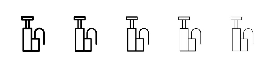 Air pump icons vectors set in different stroke lines