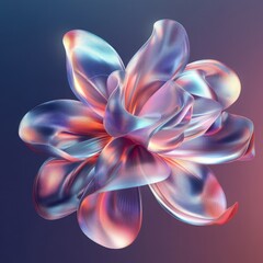 Vibrant Iridescent Lotus Flower 3D Abstract Colorful Bloom on White Background