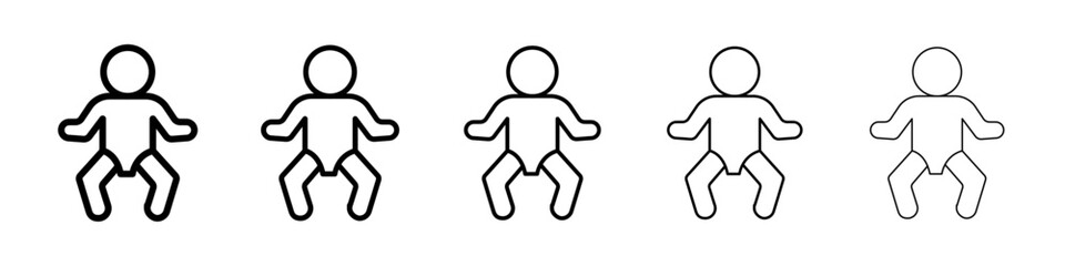 Baby icons vectors set in different stroke lines
