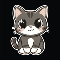 Cute Cartoon Cat with Big Eyes