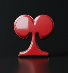 Glossy and beautiful  Red Club Symbol on Black Background