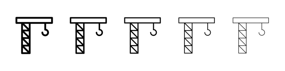Crane icons vectors set in different stroke lines