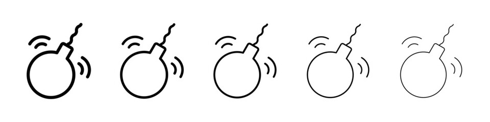 Demolition ball icons vectors set in different stroke lines